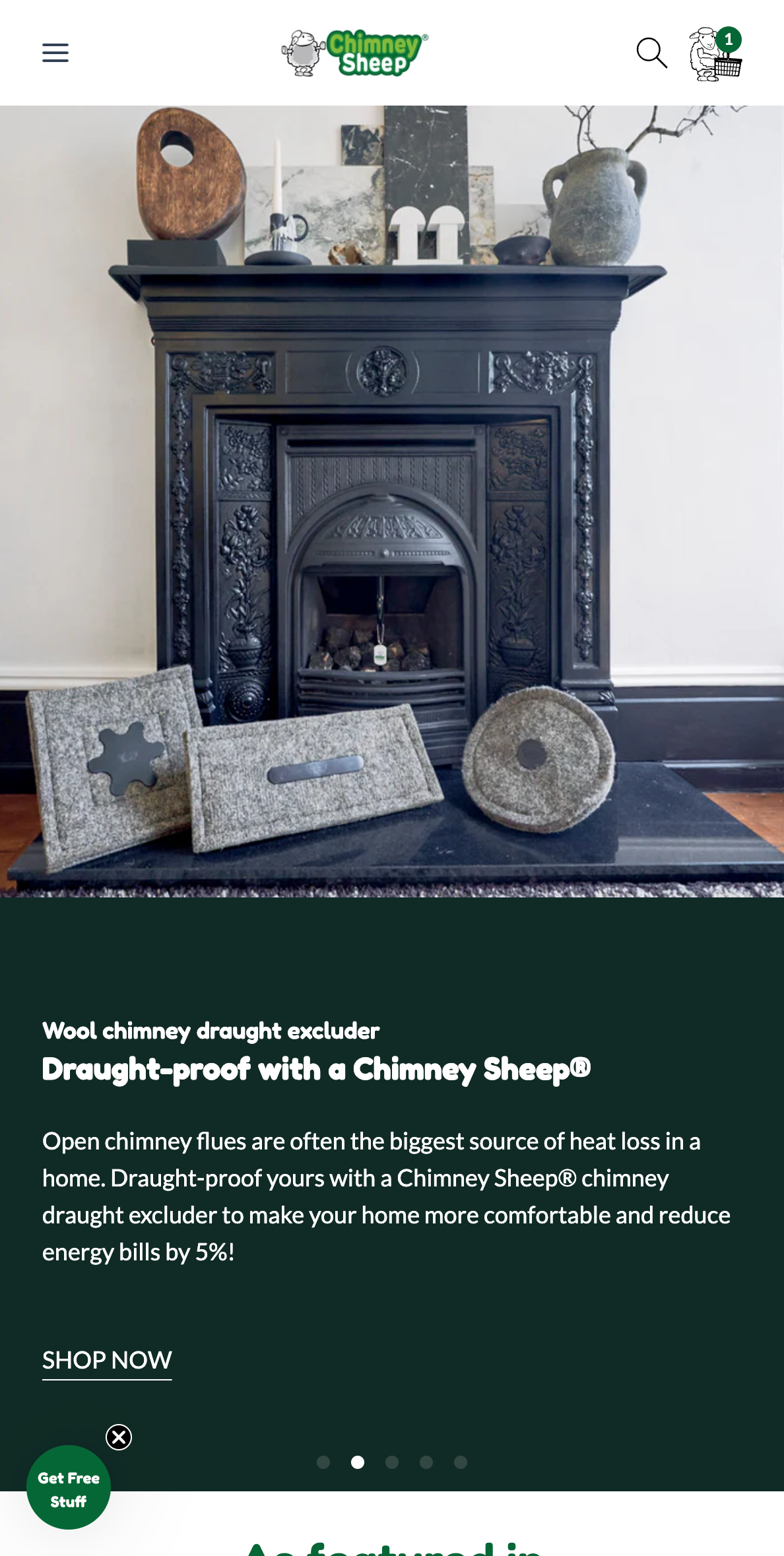 Advertisement for a wool chimney draught excluder with a fireplace in the background